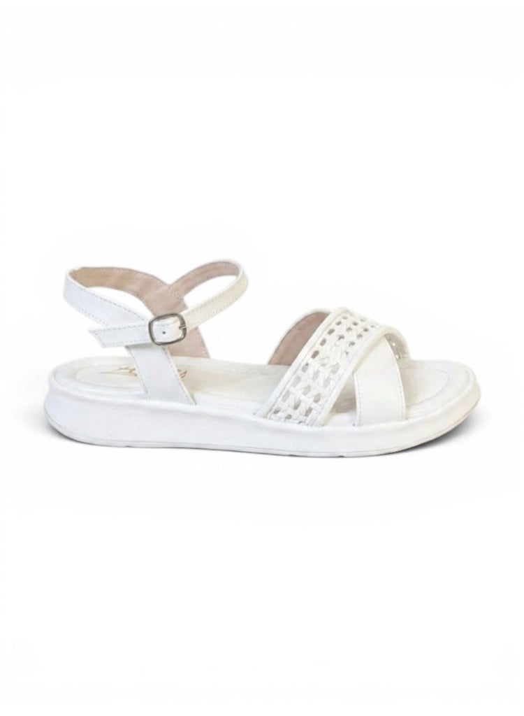 LIFESTYLISH sandals flat leather Uniquely styled SF-63 - White - Image 2