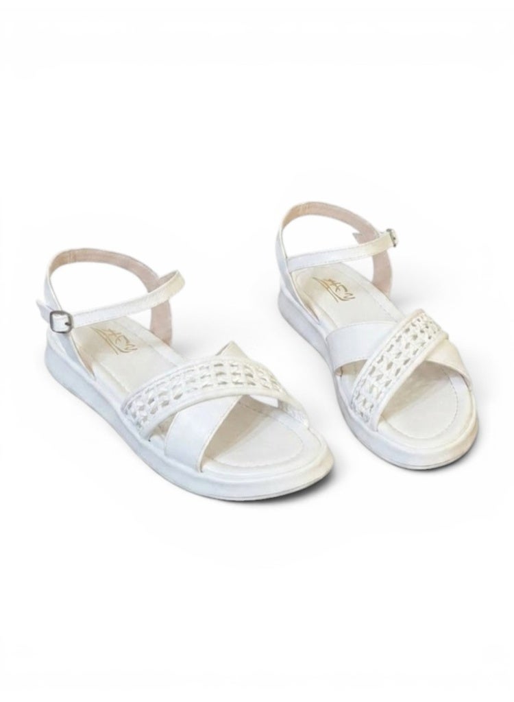 LIFESTYLISH sandals flat leather Uniquely styled SF-63 - White - Image 3