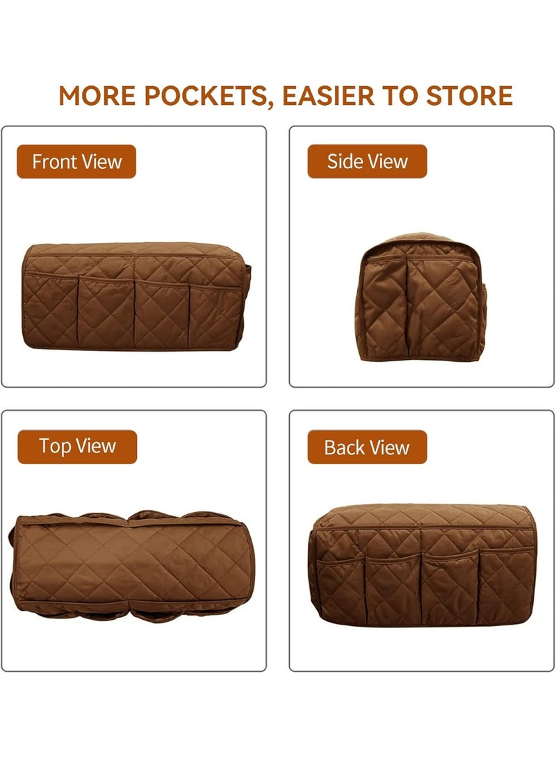 NANAO كرسي ذراع كادي، منظم مسند أريكة مقاوم للماء، منظم كرسي مائل غير قابل للانزلاق، حامل جهاز التحكم عن بعد للكرسي المائل، كادي للكرسي المائل مع 14 جيب لتخزين جهاز التحكم عن بعد، الهاتف، المجلة (بني) - Image 5