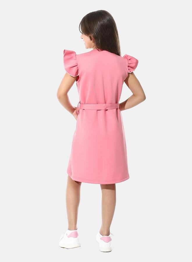 Red Circle Front Printed Dress g05 - Image 3