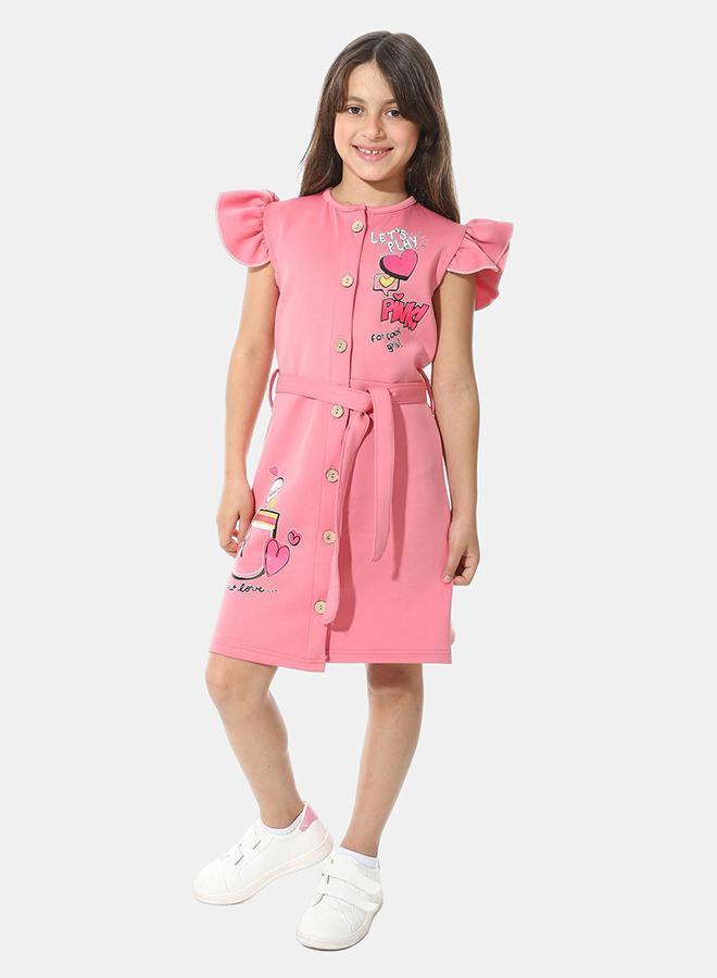 Red Circle Front Printed Dress g05 - Image 1