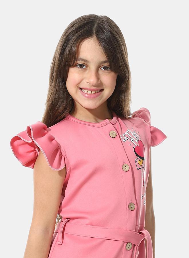 Red Circle Front Printed Dress g05 - Image 4