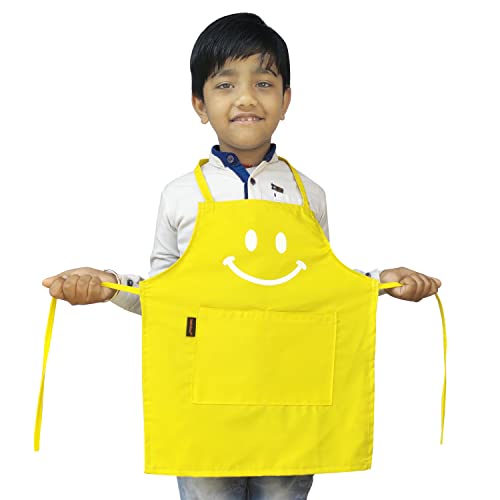 Switchon Polyester Waterproof Adjustable Kids Multi purpose Cooking Apron with a chef cap School Apron - Proudly made in india (Yellow, 6Yrs to 11 Yrs) - Image 2