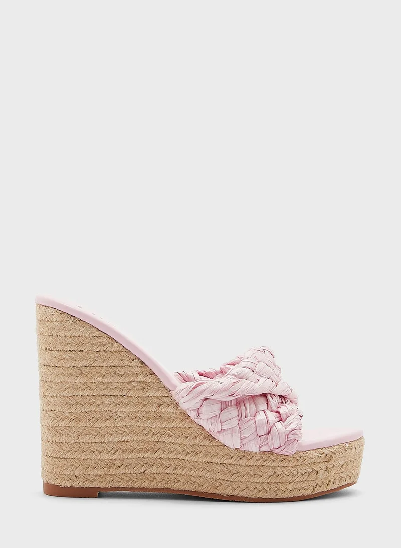 ELLA Twisted Raffia Wedge Sandal