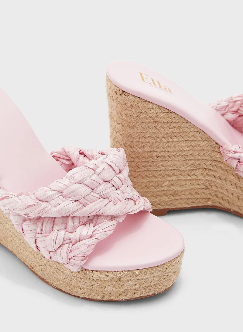 ELLA Twisted Raffia Wedge Sandal