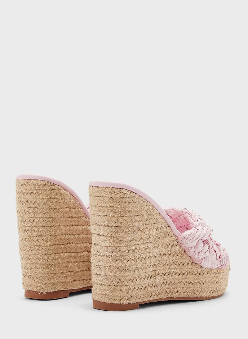 ELLA Twisted Raffia Wedge Sandal