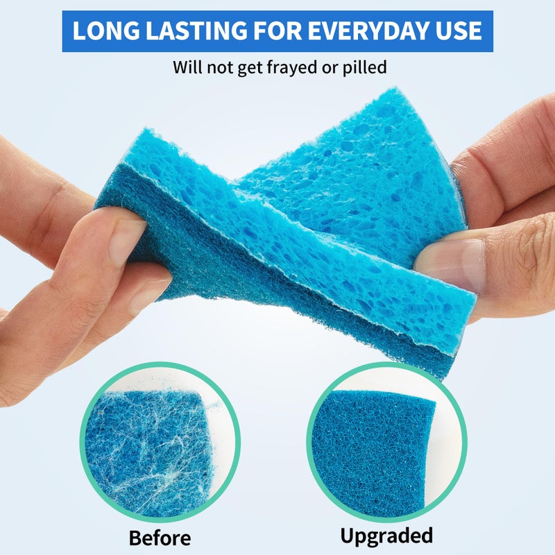 HOMERHYME Non-Scratch Cellulose Scrub Sponges 12 Pack, Sponges Kitchen with Double-Side & Ergonomic Design for Dishes, Coated Cookware, Sink & Countertops. - Image 3