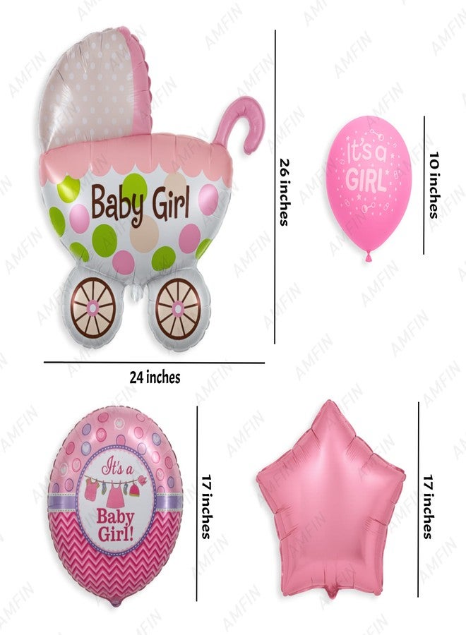 AMFIN (Pack of 7) Baby Shower Decoration Items Baby Arrival Decoration Girl Welcome Foil Balloon Maternity Shoot Props Accessories (Pink) - Image 5