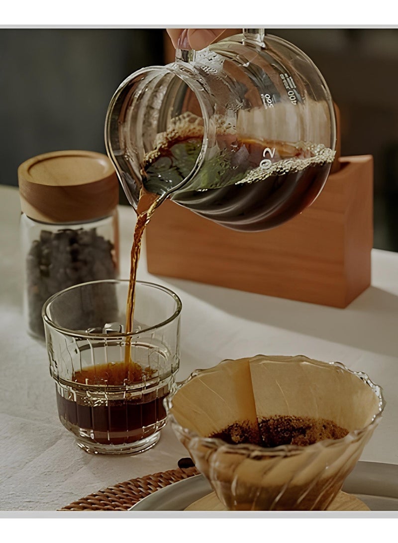 مجموعه تقطير القهوة v60  سعه 600 مل  لتحضير 1-4 اكواب من القهوة باحترافيه مرفق 40 فلتر ورقي لتحضير القهوة بمثالية واحترافيه - Image 2