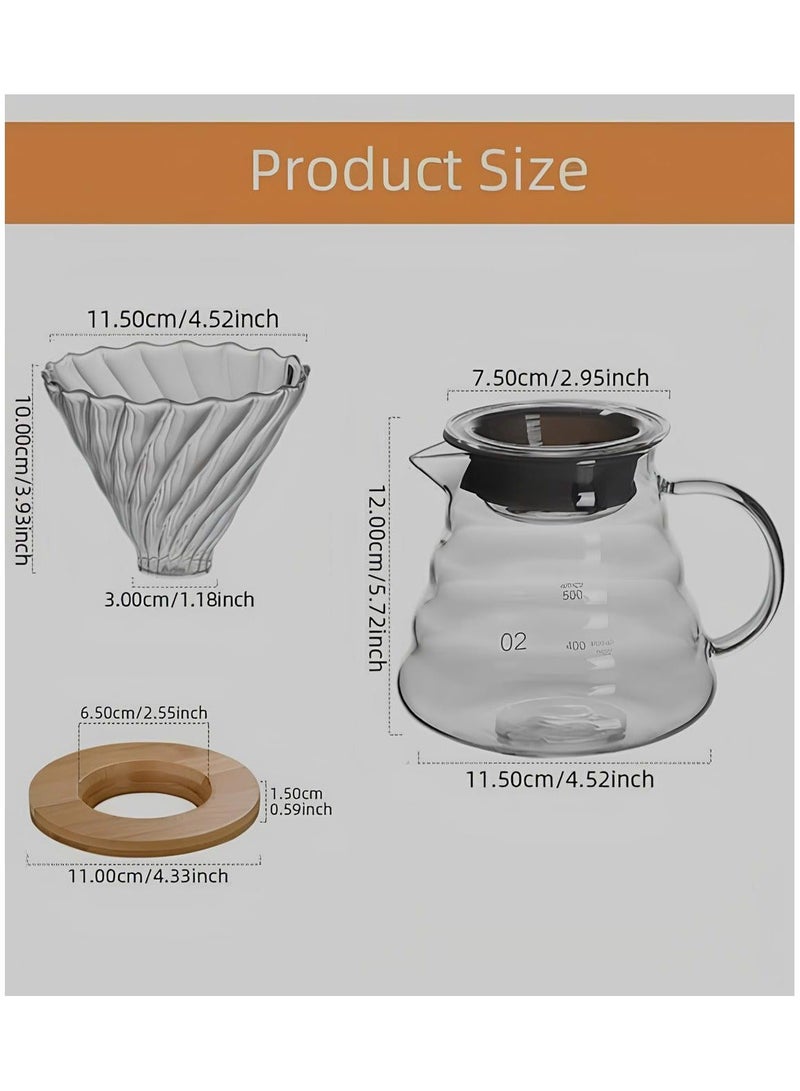 مجموعه تقطير القهوة v60  سعه 600 مل  لتحضير 1-4 اكواب من القهوة باحترافيه مرفق 40 فلتر ورقي لتحضير القهوة بمثالية واحترافيه - Image 5