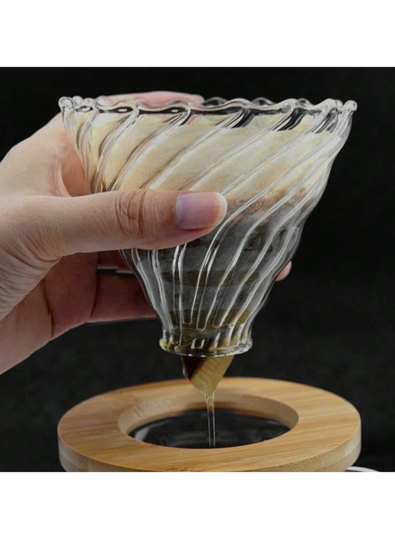 مجموعه تقطير القهوة v60  سعه 600 مل  لتحضير 1-4 اكواب من القهوة باحترافيه مرفق 40 فلتر ورقي لتحضير القهوة بمثالية واحترافيه - Image 4