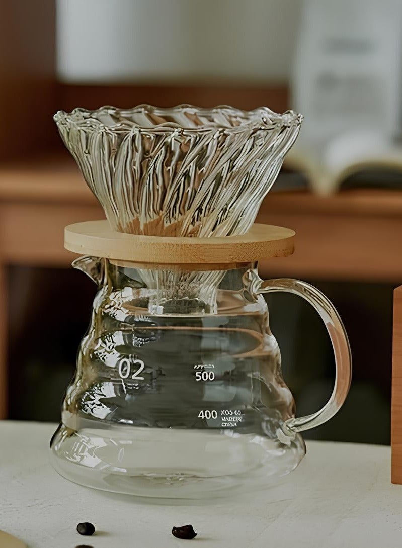 مجموعه تقطير القهوة v60  سعه 600 مل  لتحضير 1-4 اكواب من القهوة باحترافيه مرفق 40 فلتر ورقي لتحضير القهوة بمثالية واحترافيه - Image 3
