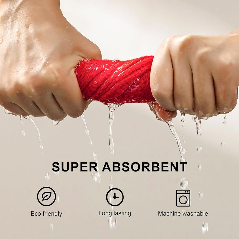 joybest Cotton Kitchen Towels, 4-Pack Waffle Weave Ultra Soft Absorbent Dish Towels Quick Drying Kitchen Dish Cloths, 18 in x 28 in, Red - Image 4