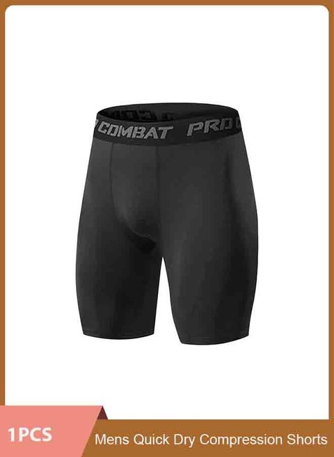 Mens Quick Dry Compression Shorts,Sports Running Tights ,Cool Dry Leggings(Black)