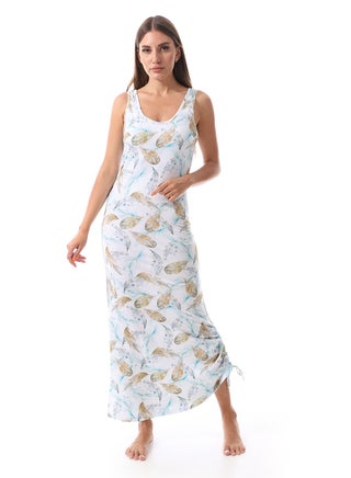 Summer women's dress printed from red cotton