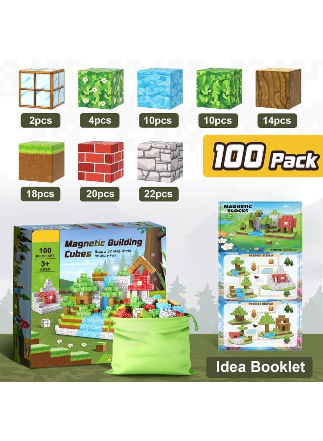 Package My Magnetic World Square Building Blocks 6-12 Years Old Boys And Children Educational Toys Wholesale-Color:A05-house Forest【501pcs】-Specifications:2CM  - Image 2