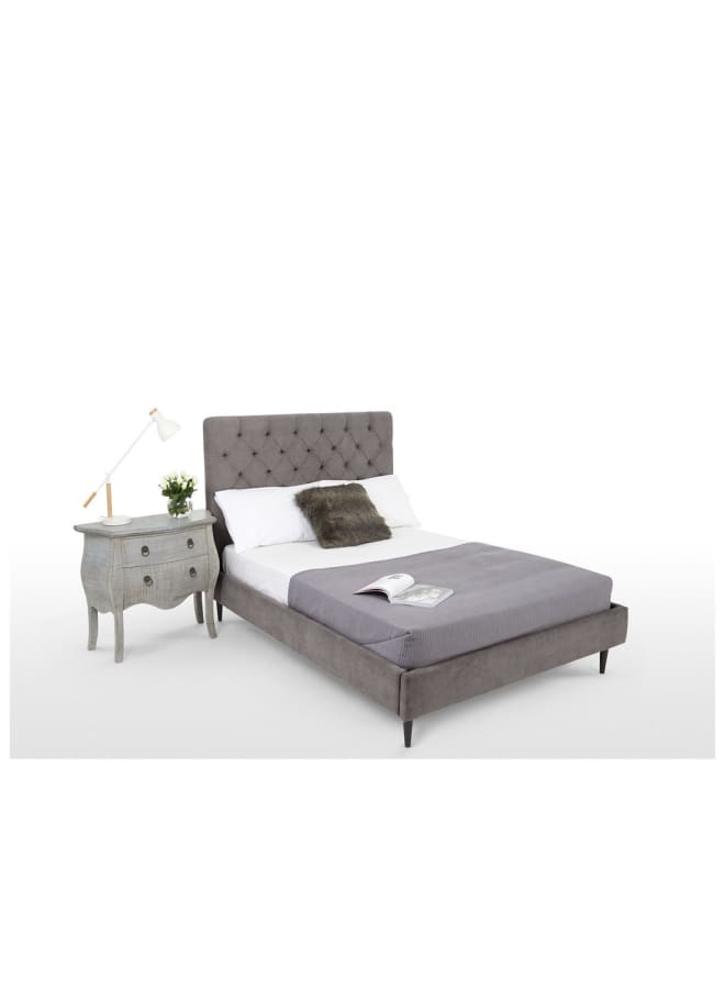 ريترو RA-BD18 سرير خشب طبيعي 202×145×128سم – رمادي - Image 1