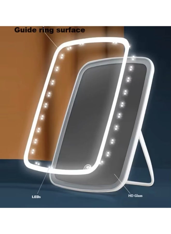 مرآة تجميل محمولة بإضاءة LED مضيئة بثلاث الوان , متدرجة السطوع - Image 5