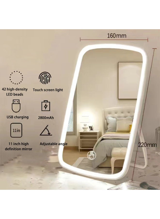 مرآة تجميل محمولة بإضاءة LED مضيئة بثلاث الوان , متدرجة السطوع - Image 2