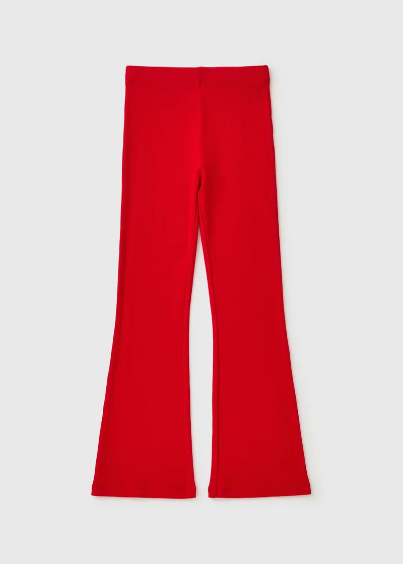 ماتلان Girls Red Ribbed Flared Leggings