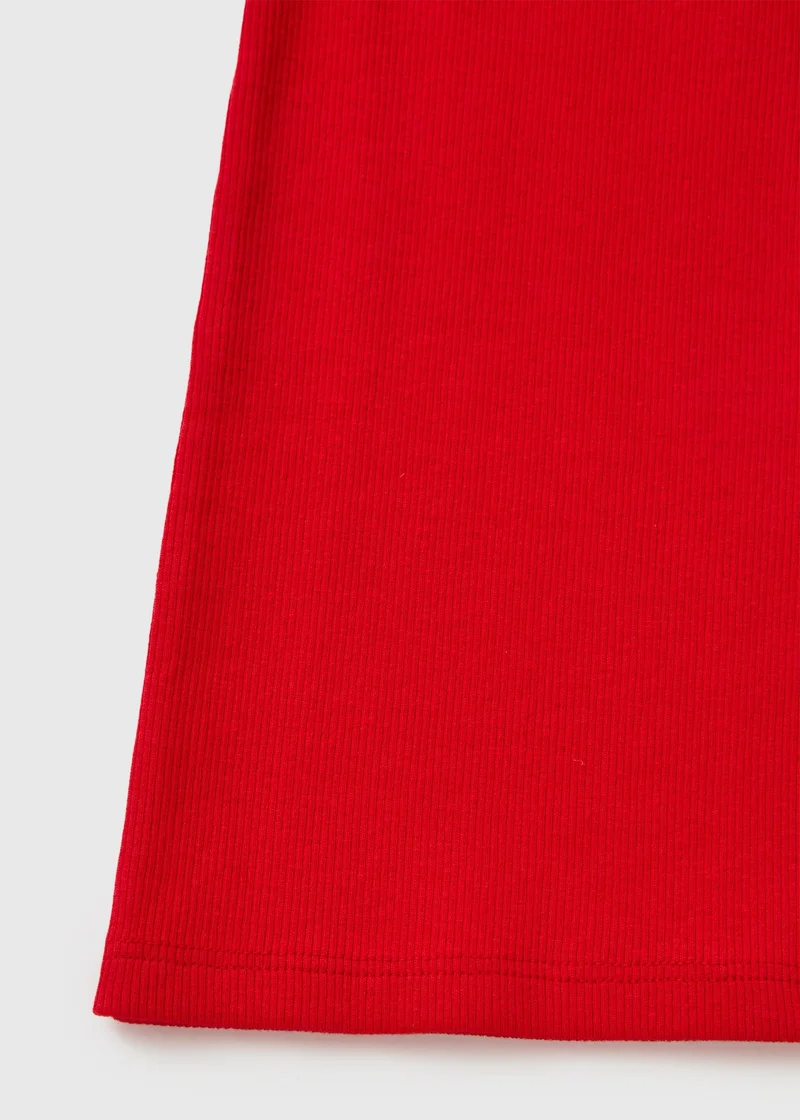 ماتلان Girls Red Ribbed Flared Leggings