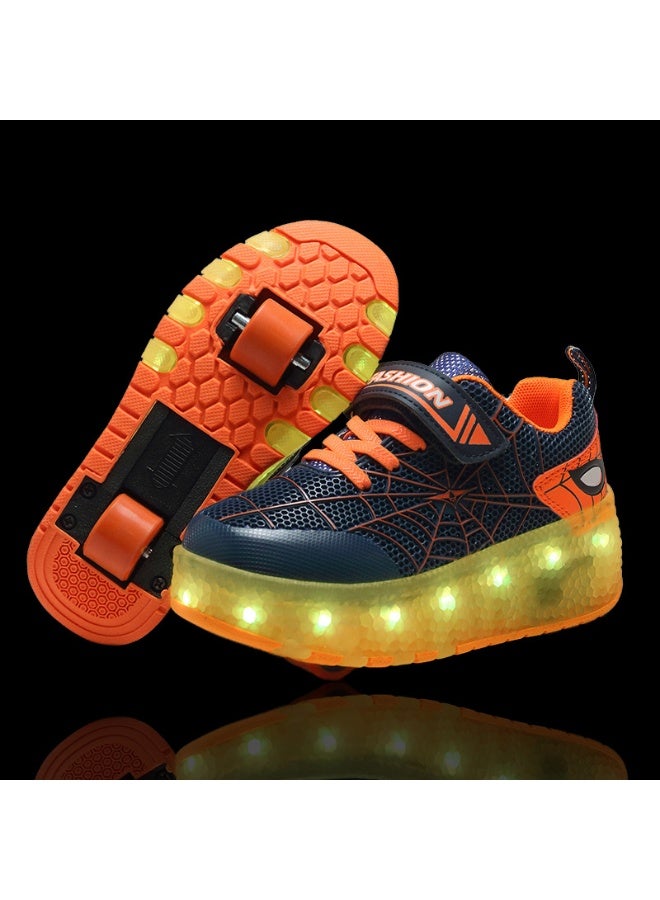 Children's LED Light-Up Rechargeable Roller Skates - Double Wheel Skating Shoes