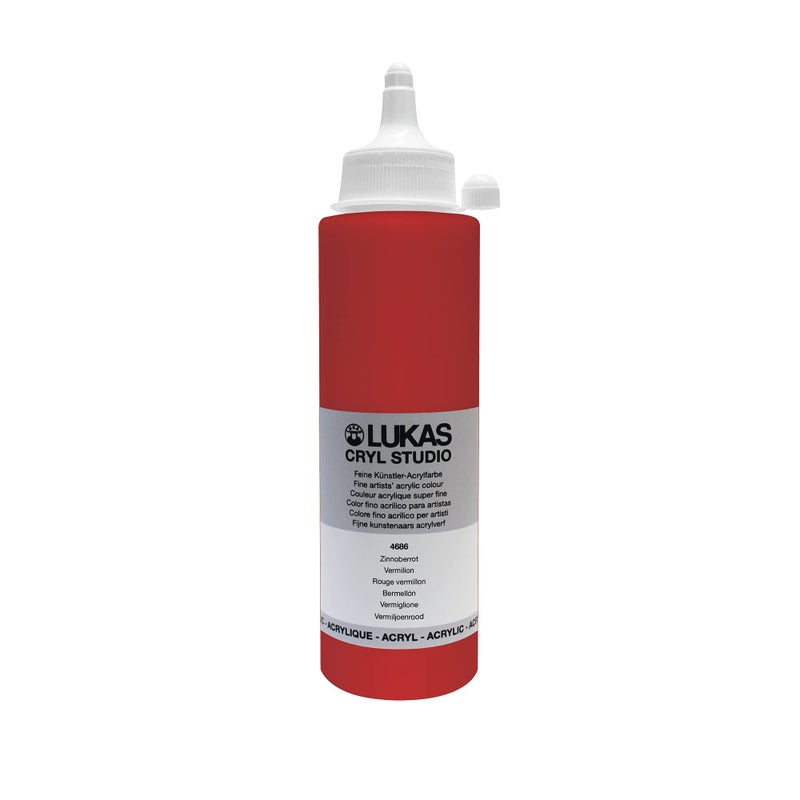 Lukas CRYL Studio Artist Acrylic Paint Vermilion 250 ml Bottle High Pigment Acrylic Paints for Canvas Painting Large Scale Works MediumViscosity WaterMixable Fast Drying - Image 2
