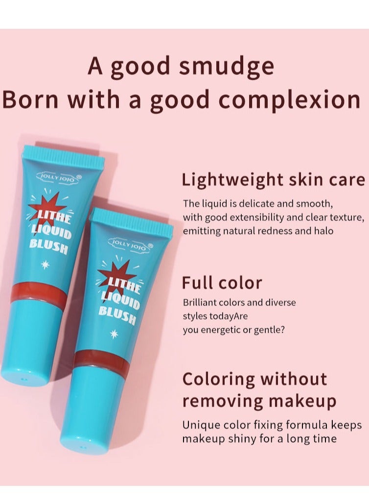 جولي جوجو أحمر خدود سائل 6 ألوان بلمسة نهائية غير لامعة، أحمر خدود جل كريمي يدوم طويلاً، لا يتلاشى، خفيف الوزن، يدوم طويلاً، أحمر خدود ناعم، 6 قطع - Image 3