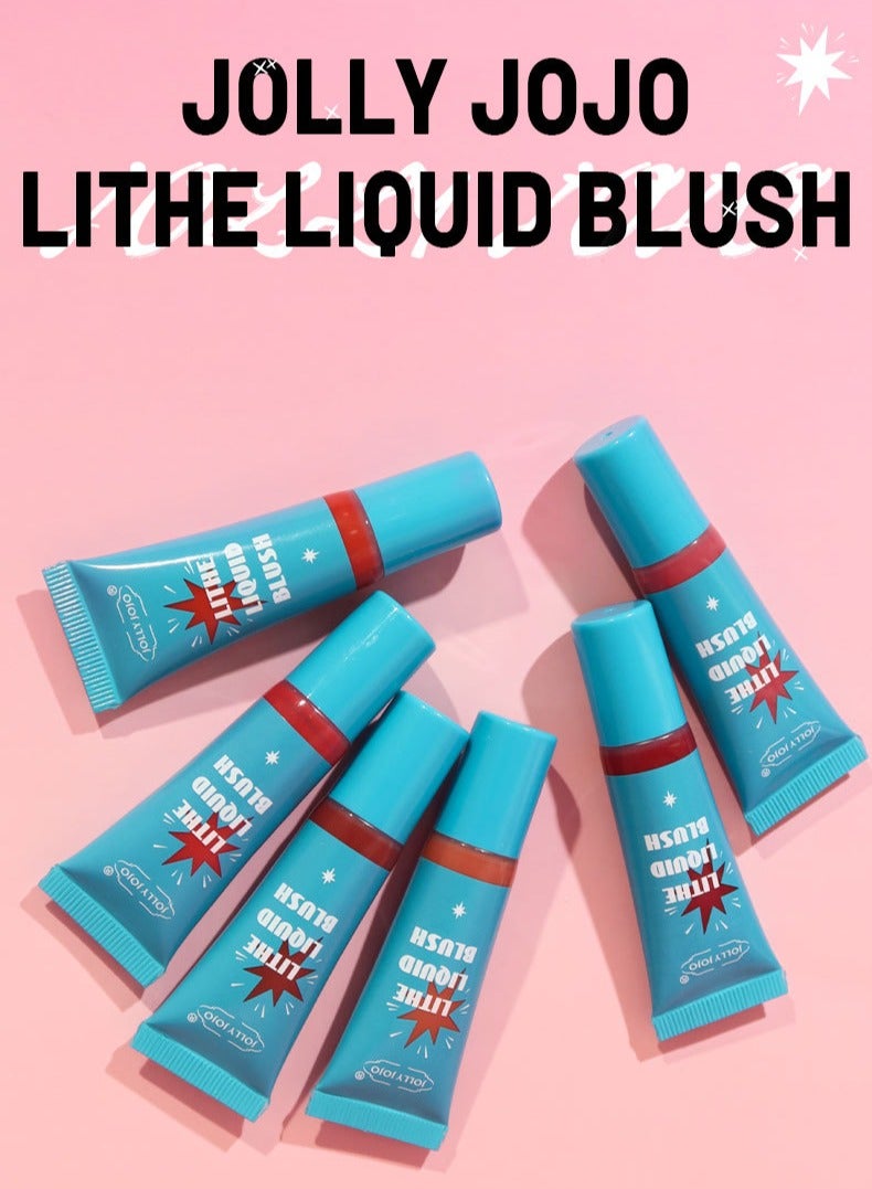 جولي جوجو أحمر خدود سائل 6 ألوان بلمسة نهائية غير لامعة، أحمر خدود جل كريمي يدوم طويلاً، لا يتلاشى، خفيف الوزن، يدوم طويلاً، أحمر خدود ناعم، 6 قطع - Image 2