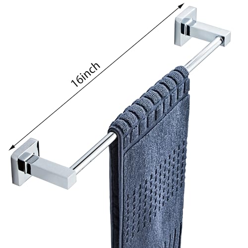 bluebyrne Chrome Bathroom Hardware Set 4 Pieces,Towel Bar Set Stainless Steel Wall Mounted, Includes 16In Hand Towel Bar, Towel Ring, Robe Towel Hooks,Toilet Paper Holder, Bathroom Towel Rack Set - Image 2