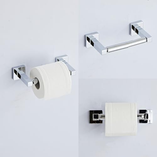 bluebyrne Chrome Bathroom Hardware Set 4 Pieces,Towel Bar Set Stainless Steel Wall Mounted, Includes 16In Hand Towel Bar, Towel Ring, Robe Towel Hooks,Toilet Paper Holder, Bathroom Towel Rack Set - Image 4