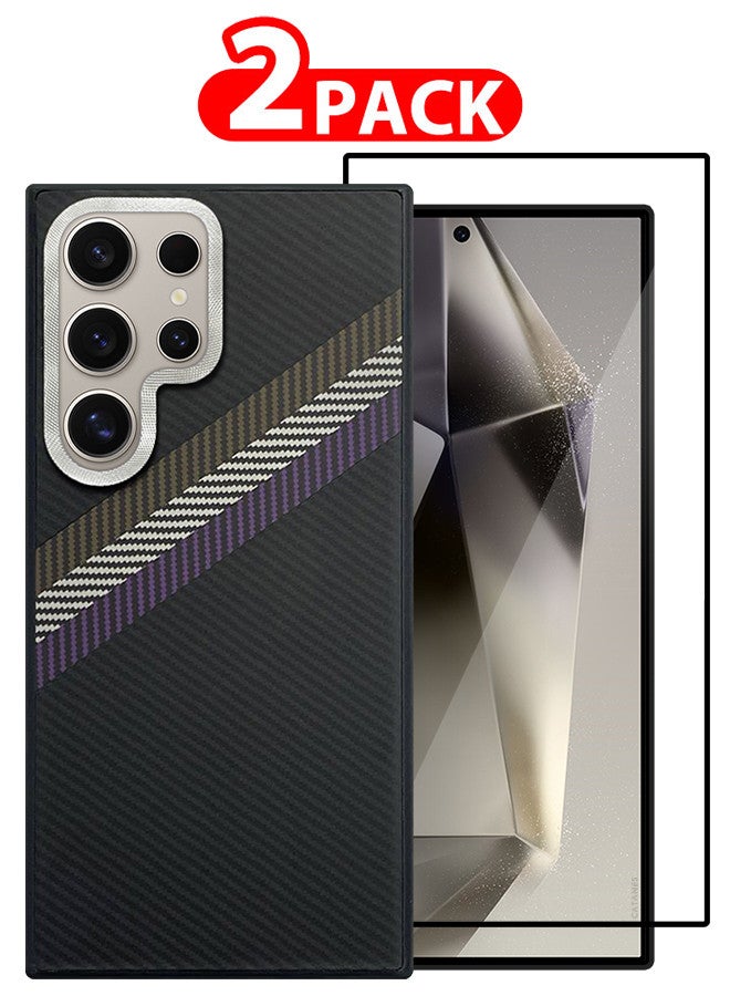 CATANES [for Samsung Galaxy S24 Ultra] 2 Packs Case Cover and Screen Protector Carbon Fiber Pattern Phone Case Slim Shockproof Back Cover - Image 1