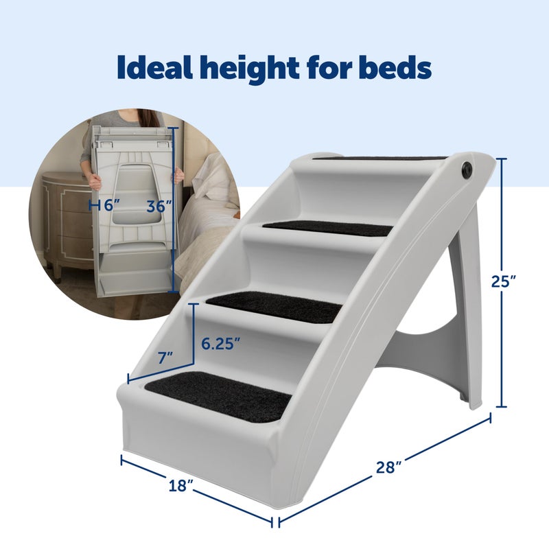 PetSafe CozyUp Folding Dog Stairs, Portable Indoor/Outdoor Pet Steps for Bed & Couch, Grey, 25 Inch - Image 3