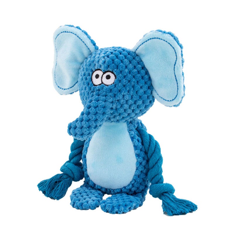 TONYFY Dog Toys Dog Squeaker Toys with Crinkle Paper Stuffed Animal Dog Plush Chewing Toy Cotton Rope Interactive Toys for Puppy Small Middle Dogs Blue Elephant - Image 2