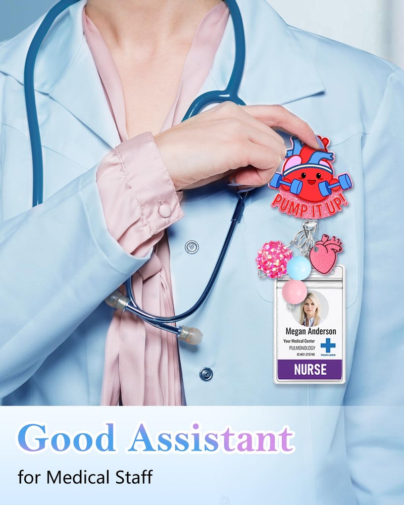 Besoar Nurse Badge Reel Retractable - Cute Heart Badge Reel Nursing  Beadable Badge Holder With Alligator Clip  Office Medical Worker Pediatric Student Nurse Id Badge Clip Accessories Gifts - Image 5
