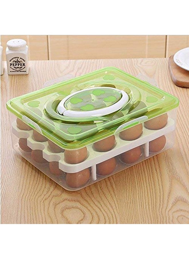 Styleys Plastic Double Layer 32 Grid Kitchen Fridge Egg Storage Container Storage Box With Lid For Refrigerator (Green_S11063, Square) - pzsku/ZA98FBF7AFE1E913DA90EZ/45/_/1736571302/95f54fe0-141b-490d-95e8-605841ca2b79