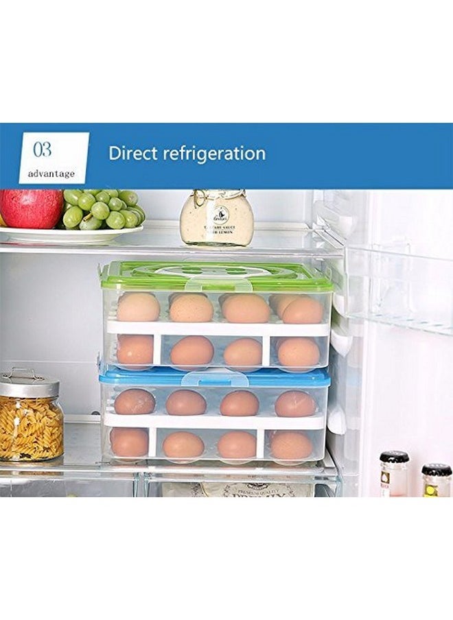 Styleys Plastic Double Layer 32 Grid Kitchen Fridge Egg Storage Container Storage Box With Lid For Refrigerator (Green_S11063, Square) - pzsku/ZA98FBF7AFE1E913DA90EZ/45/_/1736571304/d08d071a-d55c-4472-9077-9efcbe05fff7