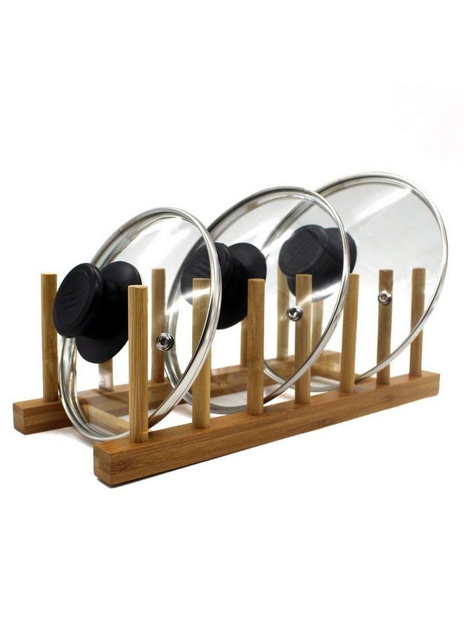 INNERNEED Bamboo Wooden Dish Rack, Vertical Plate & Lid Organizer for Kitchen Cabinet or Countertop, Drying Stand for Dishes, Cutting Boards - Image 4