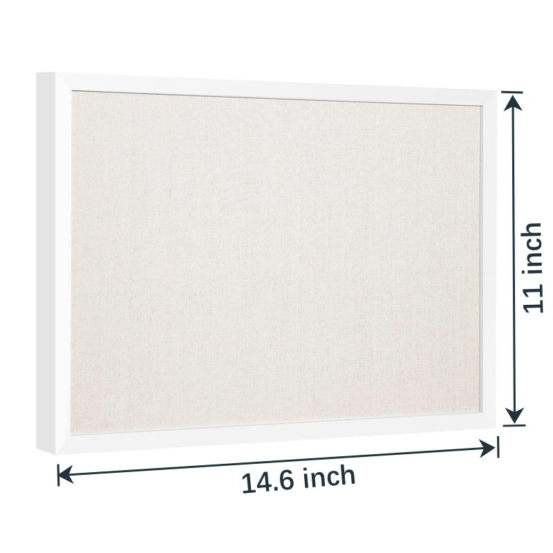 OWLKELA 11"x14.6" inch Bulletin Board with Linen, White Wood Style Frame, with 10 Pushpins, Linen Cork Board, Ideal for School, Home & Office - Image 2