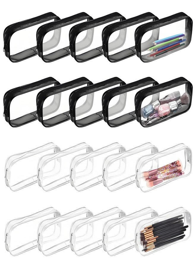 Odowalker 20 Pcs PVC Pencil Bag Clear Pencil Case with Zipper Bulk Big Capacity Makeup Pouch Clear Travel Toiletry Bag for School Office Stationery and Travel - Image 1