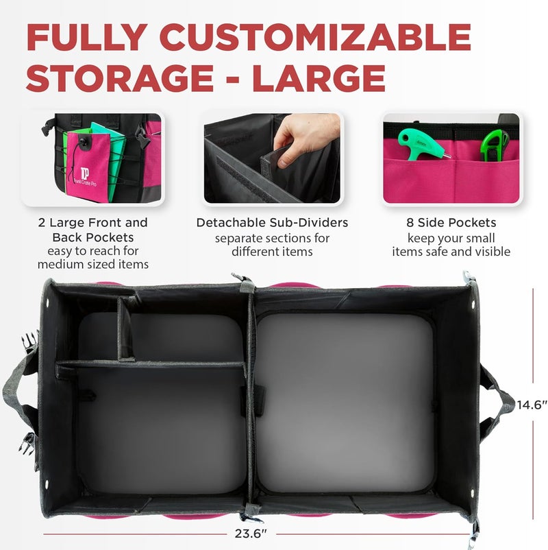 TRUNKCRATEPRO Multi Compartments Collapsible Portable Trunk Organizer for Auto, SUV, Truck, Minivan - Image 4