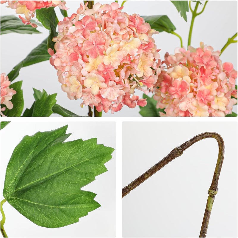Villa Como 18 Flower Heads Hydrangea Artificial Flowers, 37.4" Faux Hydrangea Flowers Long Branches, Fake Silk Flowers Hydrangea Sprays for Vase Bouquet Office Family Party Living Room Table Decoration, Orange - Image 3