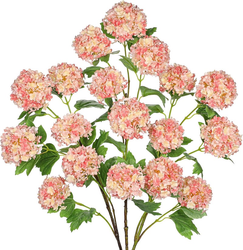 Villa Como 18 Flower Heads Hydrangea Artificial Flowers, 37.4" Faux Hydrangea Flowers Long Branches, Fake Silk Flowers Hydrangea Sprays for Vase Bouquet Office Family Party Living Room Table Decoration, Orange - Image 1