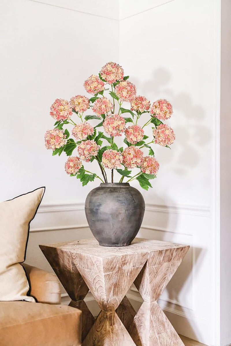 Villa Como 18 Flower Heads Hydrangea Artificial Flowers, 37.4" Faux Hydrangea Flowers Long Branches, Fake Silk Flowers Hydrangea Sprays for Vase Bouquet Office Family Party Living Room Table Decoration, Orange - Image 4