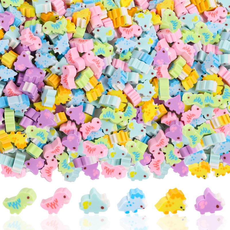 FOIMAS 300pcs Mini Dinosaur Erasers,Assorted Pencil Eraser for Classroom Prize Rewards Party Favor - Image 1