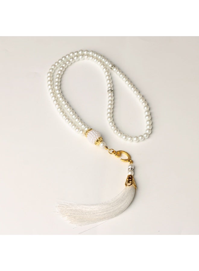 NIBEMINENT 99 Muslim Prayer Beads White/6mm