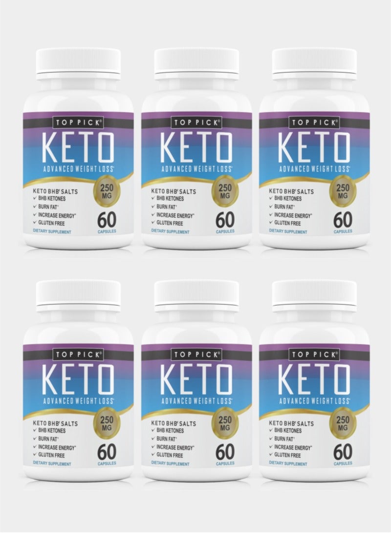Top Pick كيتو أدفانسد لفقدان الوزن 250 ملغ 60 كبسولة عبوة من 6