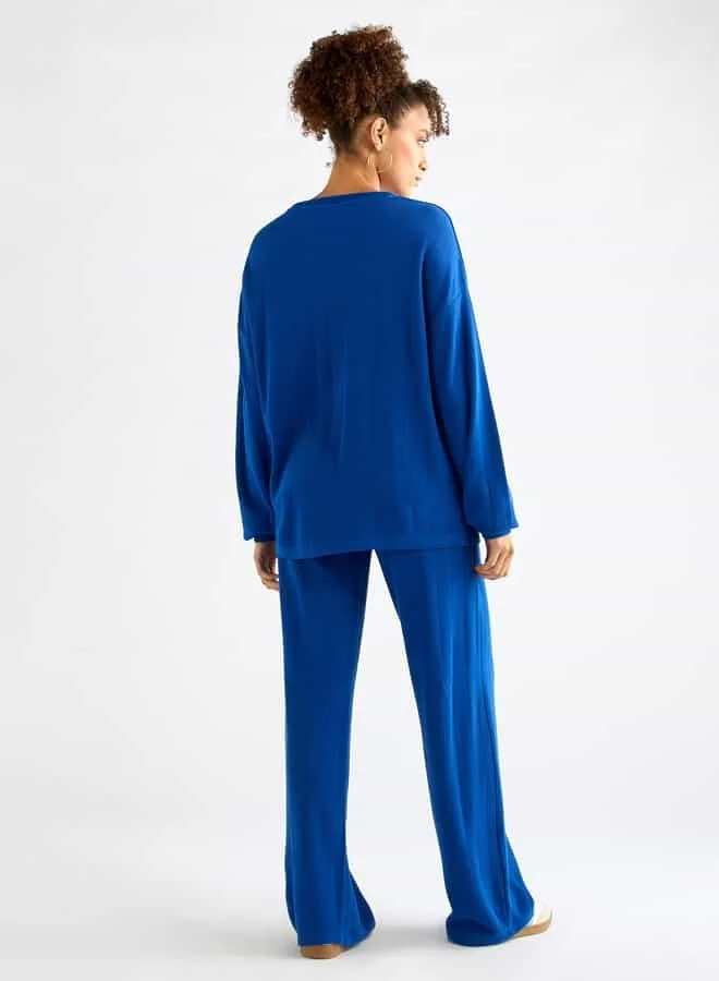 Splash FAV Textured Long Sleeves T-shirt and Pants Set