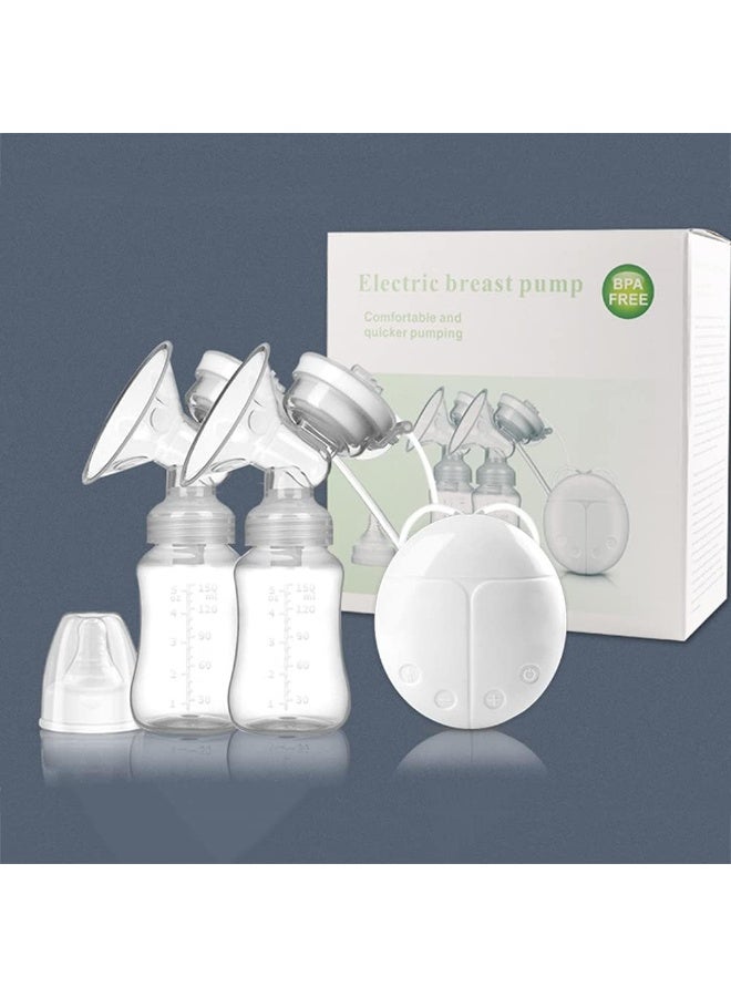 مضخة ثدي كهربائية MKIU، مضخة ثدي يدوية ثنائية السيليكون مع شحن USB، 2 وضعيات قابلة للتعديل و 4 مستويات شفط للمضخة لرضاعة الأم - Image 5