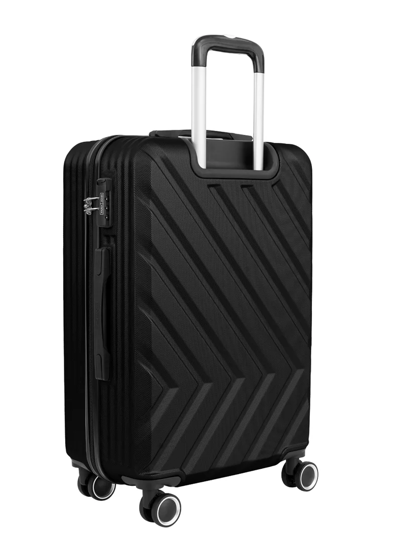 Parajohn Black Prisma Series Set of 3 Luggage | Lightweight Small 10KG, Medium 20KG & Large 30KG ABS 4 Wheels Trolley Hardsided Travel Suitcase -Black  | Best Price UAE
